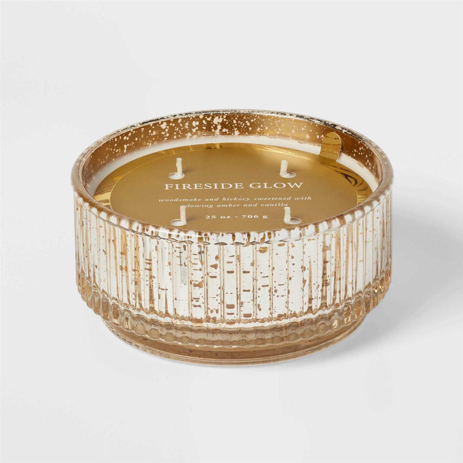 Threshold Ribbed Mercury Glass Footed Jar Candle