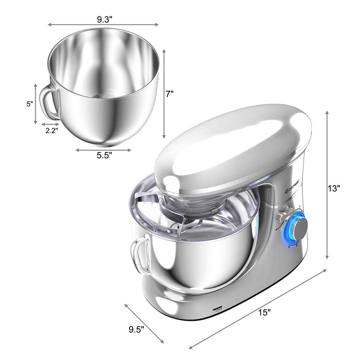 Costway Food Stand Mixer 6 Speed 660W Tilt-Head