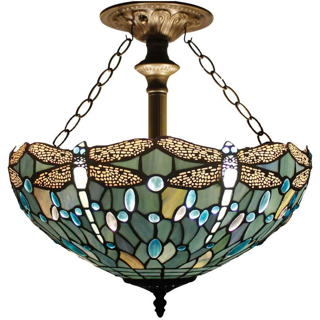 Tiffany Lamp Shade Replacement W16h7 Inch Sea Blue Stained Glass Dragoy Lampshade For Table Lamps Floor Lamp Ceiling Fixturependant Hang