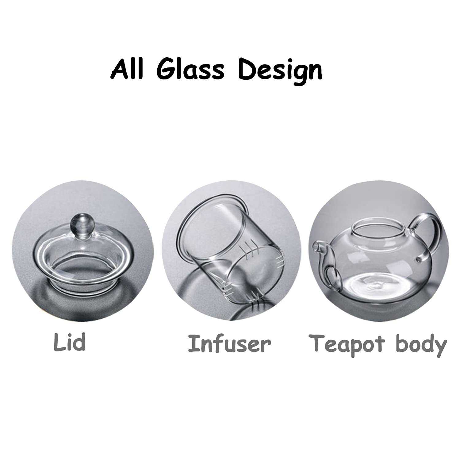 Muerlamo Glass Teapot Stovetop Safe Clear Teapot with Removable Infuser, Loose Leaf and Blooming Tea Maker