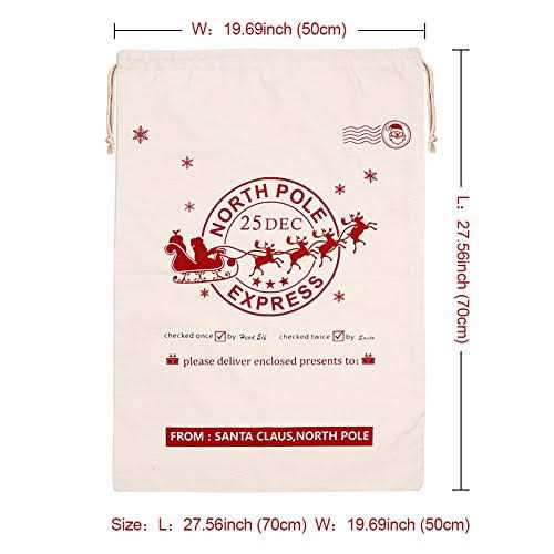 OurWarm 2pcs Large Santa Sacks Bags Canvas Blank Storage Bags with Drawstring for Christmas Holiday Party Decorations