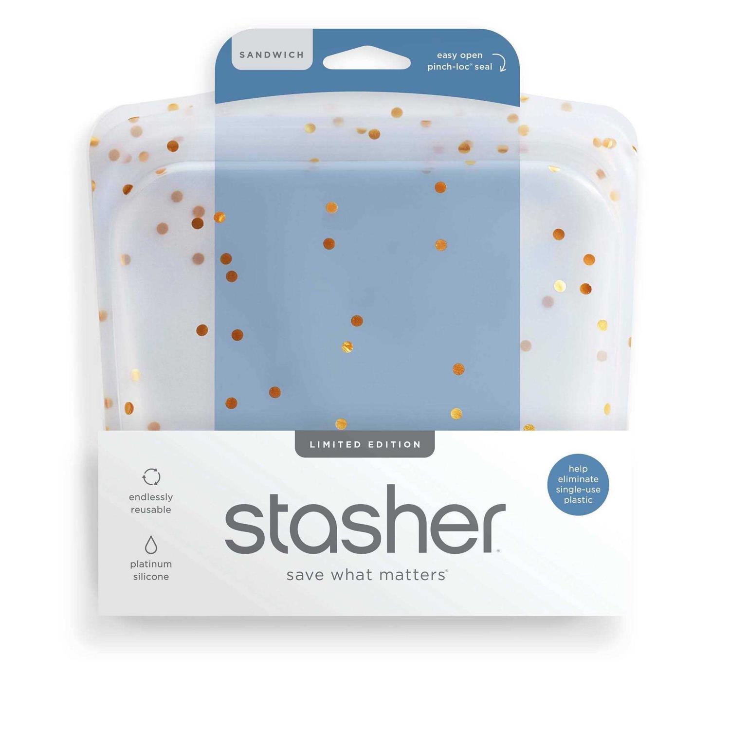 stasher Holiday Dots Reusable Food Storage Bag