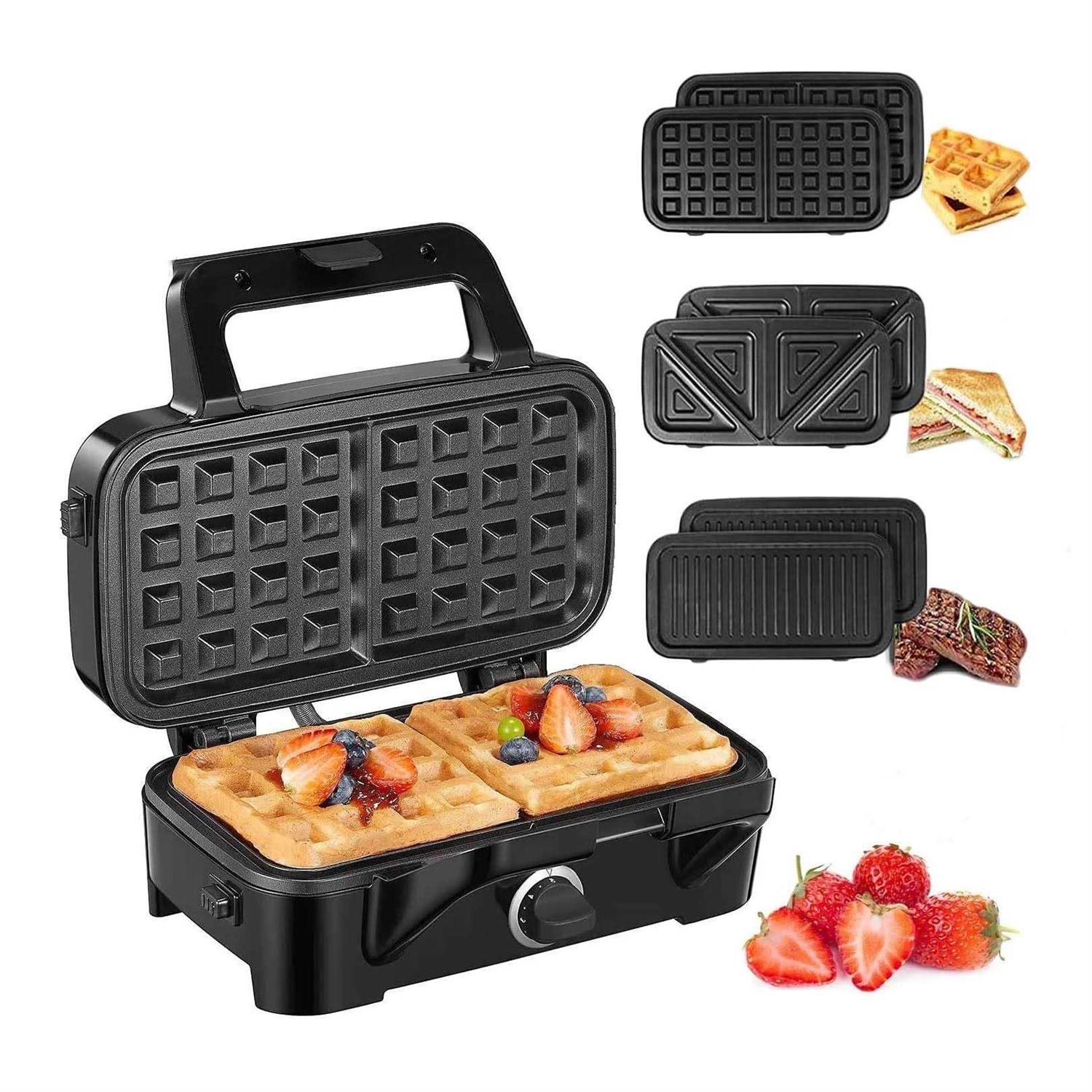Fohere 3 in 1 Sandwich Maker 1200w Waffle Maker Panini Press Grill