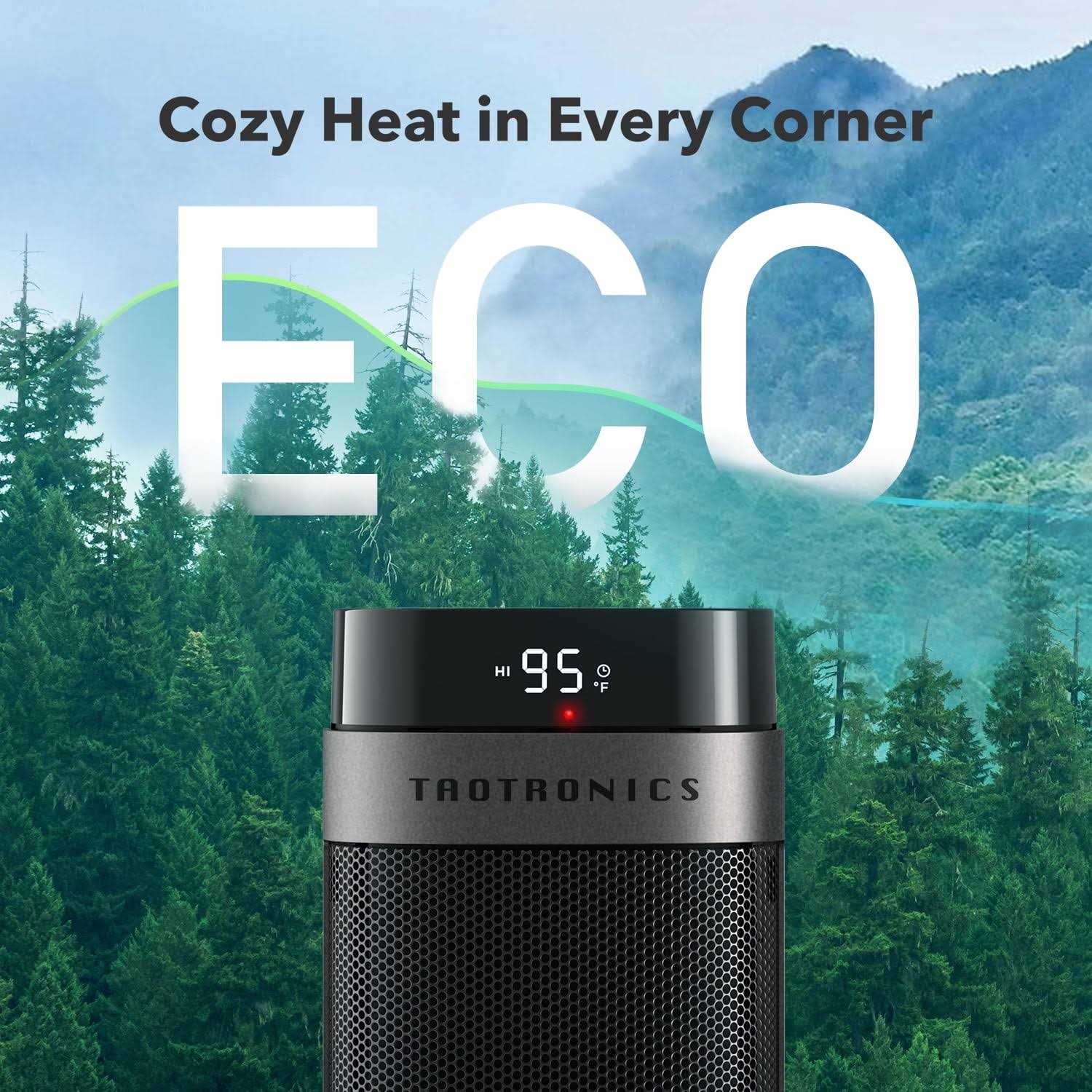 Taotronics Space Heater Indoor 24 inch 270 sq ft Fast Quiet Heating Portable Electric Heater with Remote