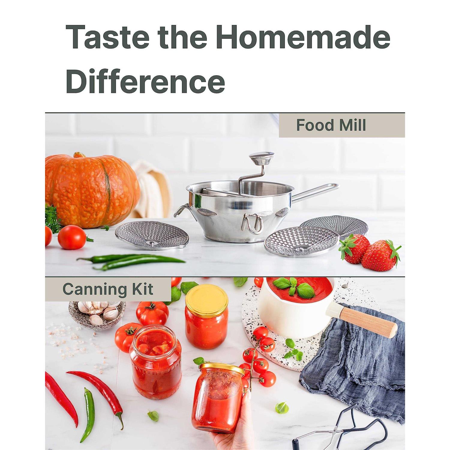 The Hungry Artisan Ergonomic Food Mill Stainless Steel With 3 Grinding Milling Discs