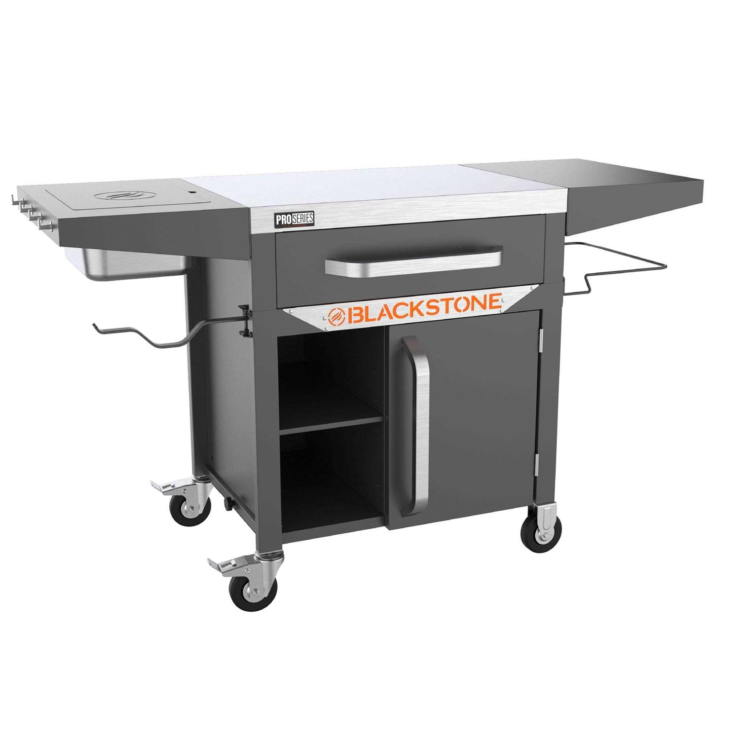 Blackstone ProSeries 28 Serve and Store Prep Grill Cart with Cabinet in Black