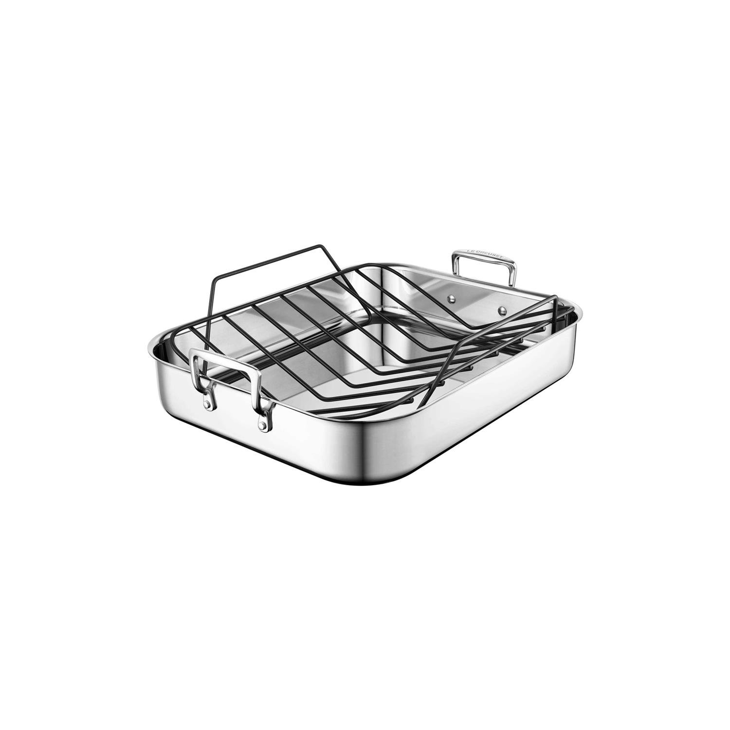 Le Creuset Large Stainless Steel Roasting Pan with Nonstick Rack