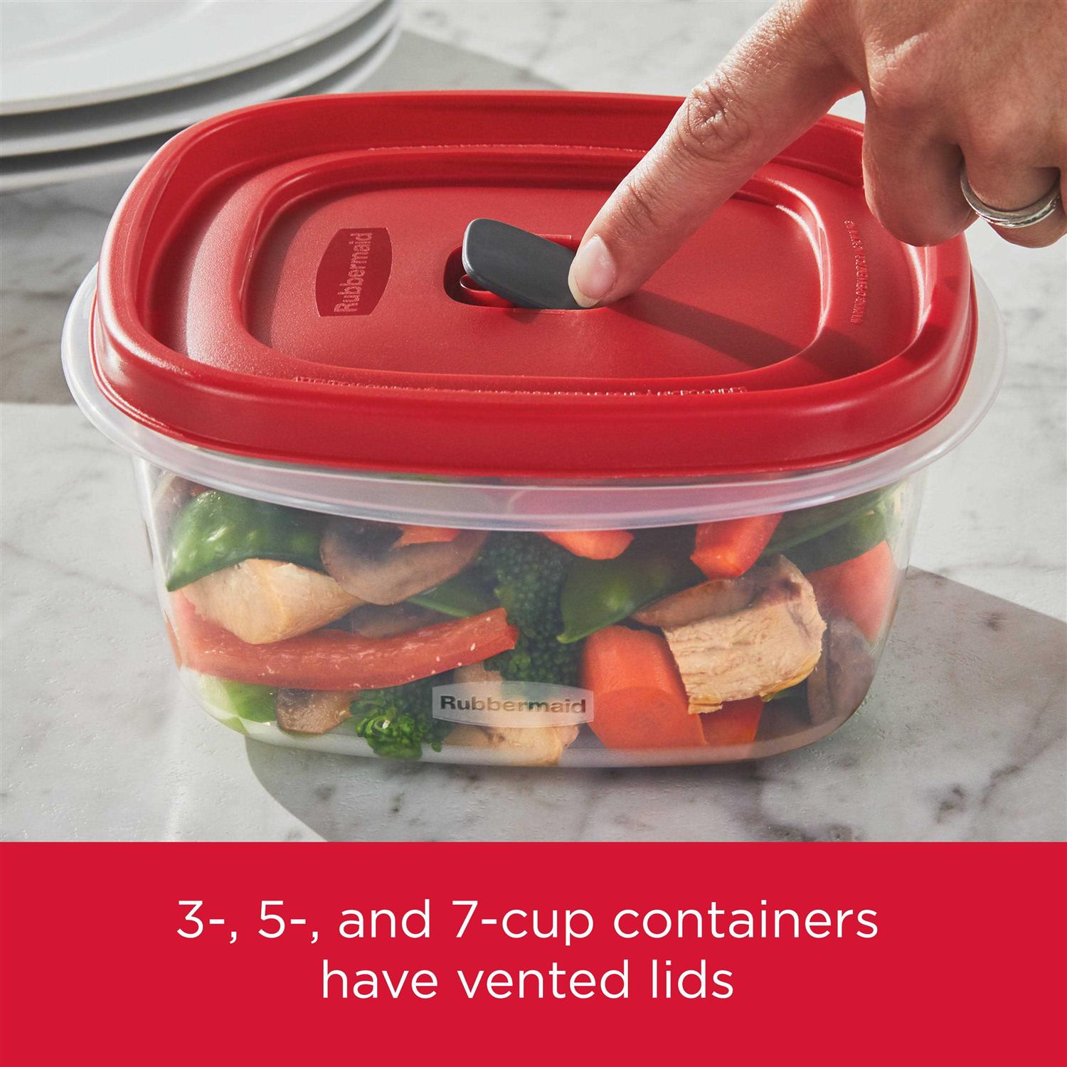 Rubbermaid Easy Find Vented Lids Food Storage Set of 8 Plastic Meal Prep Containers