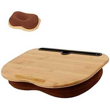 SUMISKY Lap Desk-Portable Laptop Table with Bamboo Platform Phone Holder Pillow Cushion Anti-Slip Stopper on Bed & Sofa