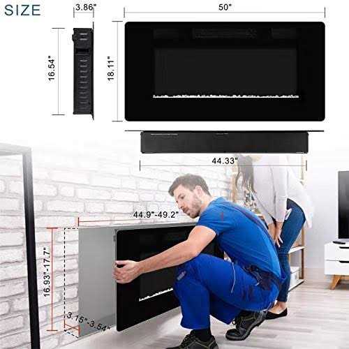 Xbeauty 50 Electric Fireplace in-Wall Recessed and Wall Mounted 1500w Fireplace Heater