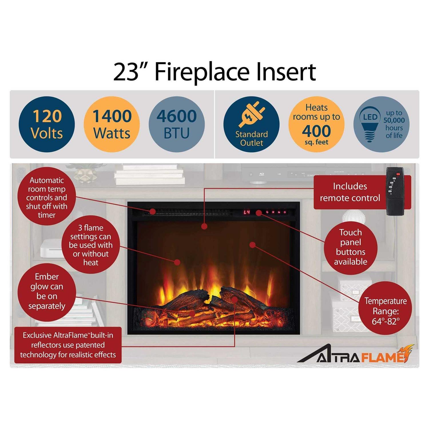 Ameriwood Home Mateo Electric Fireplace with Mantel & Open Shelf