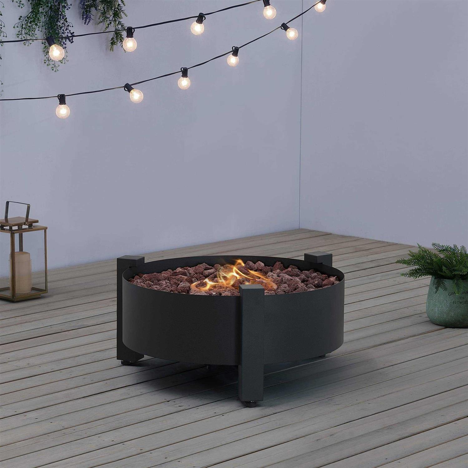 Ove Decors Paisley Gas Heating 31 in. Round Dark Charcoal Fire Pit