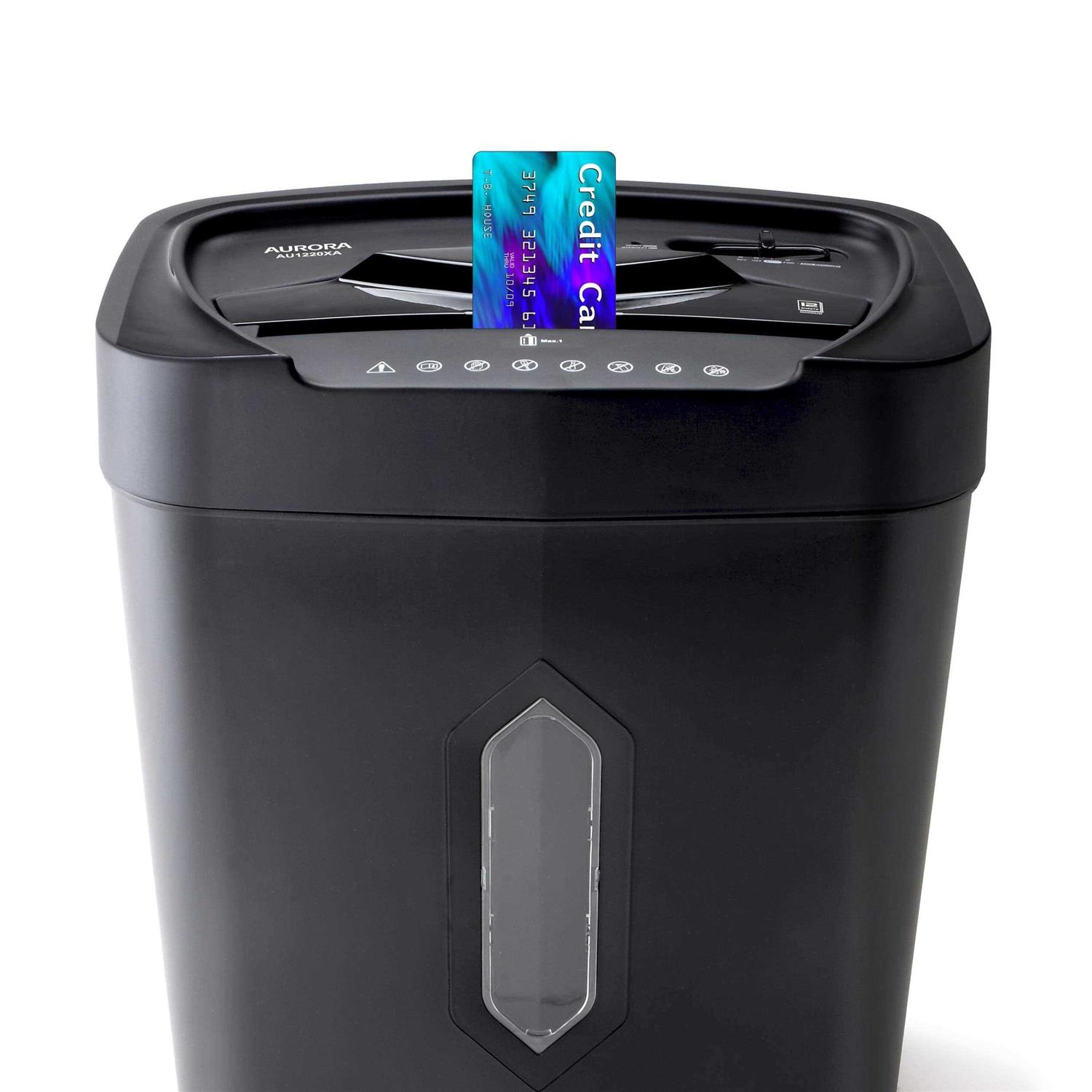 Aurora AU1220XA 12 Sheet Crosscut Paper and Credit Card Shredder with 5.2 Gal Wastebasket