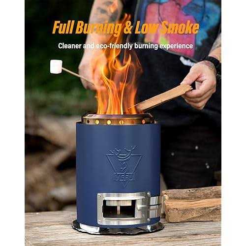 YEFU Tabletop Fire Pit 9.7 x 7.1 Camping Stove for Outdoor & Patio, Fueled by Pellets or Wood