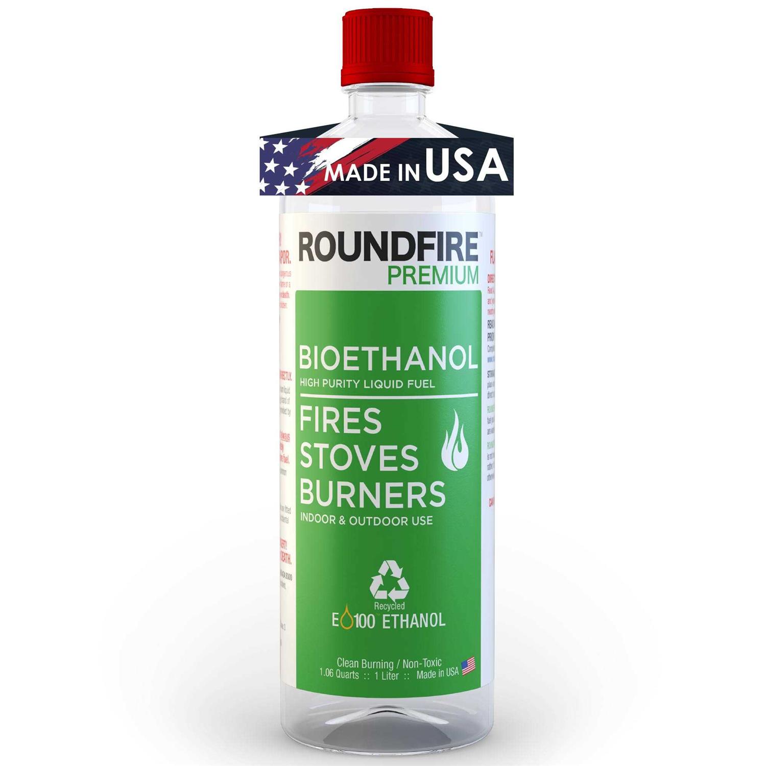 Roundfire Premium Ethanol Fireplace Fuel 1 Liter Fuel for Fire