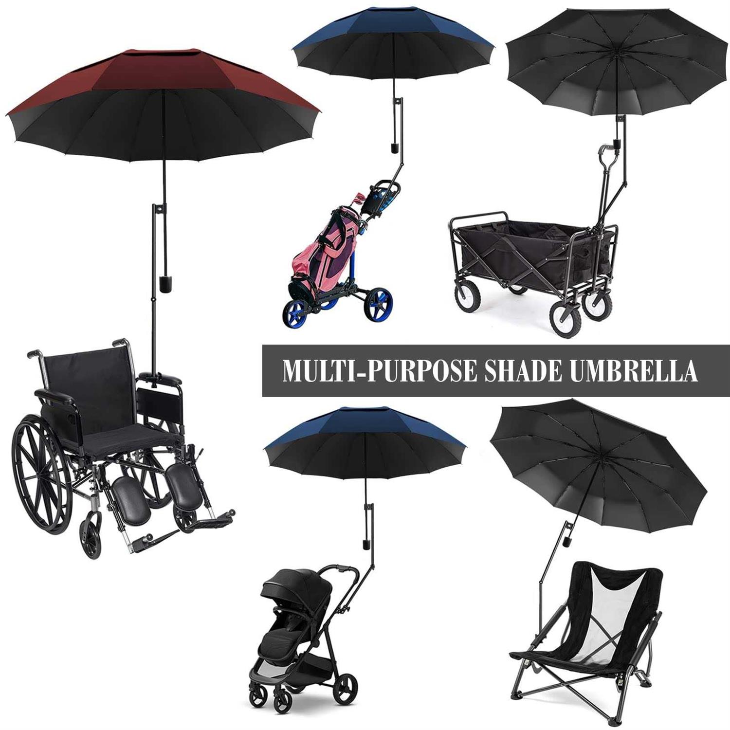 HOBVO UPF 50+ Golf Umbrella with Adjustable Universal Clamp Portable Umbrellas for Rain