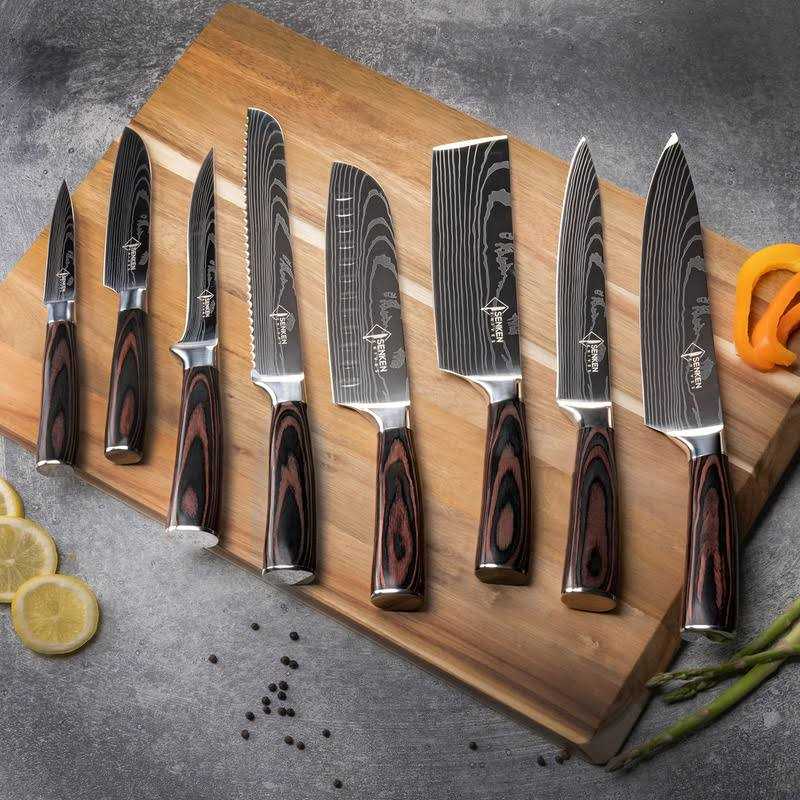 8-piece Premium Japanese Kitchen Knife Set with Laser Damascus Pattern