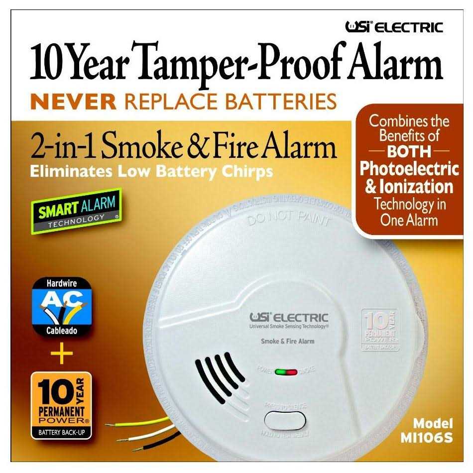 Universal Security Instruments Hardwired 2-in-1 Smoke and Fire Smart Alarm with 10-Year Sealed Battery Backup MI106S