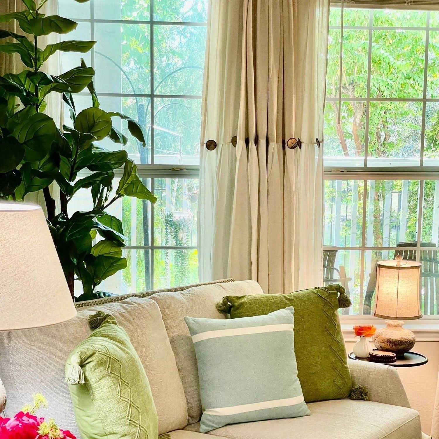 Lush Decor Linen Button Window Curtain Panel