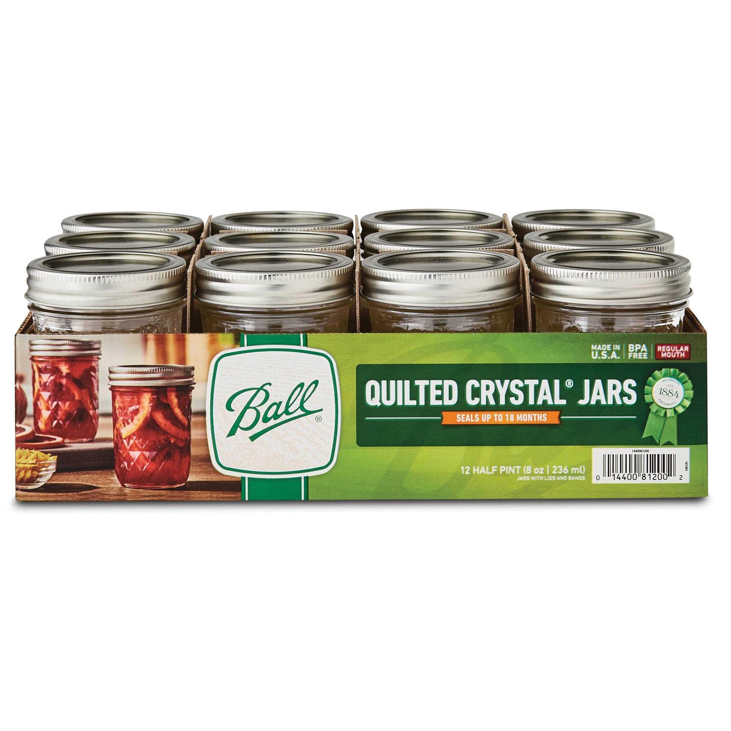 Ball Quilted Crystal Jelly Jars