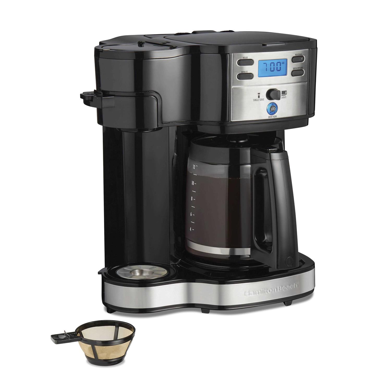 Hamilton Beach 2-Way Programmable Coffee Maker, Single-Serve and 12-Cup Pot