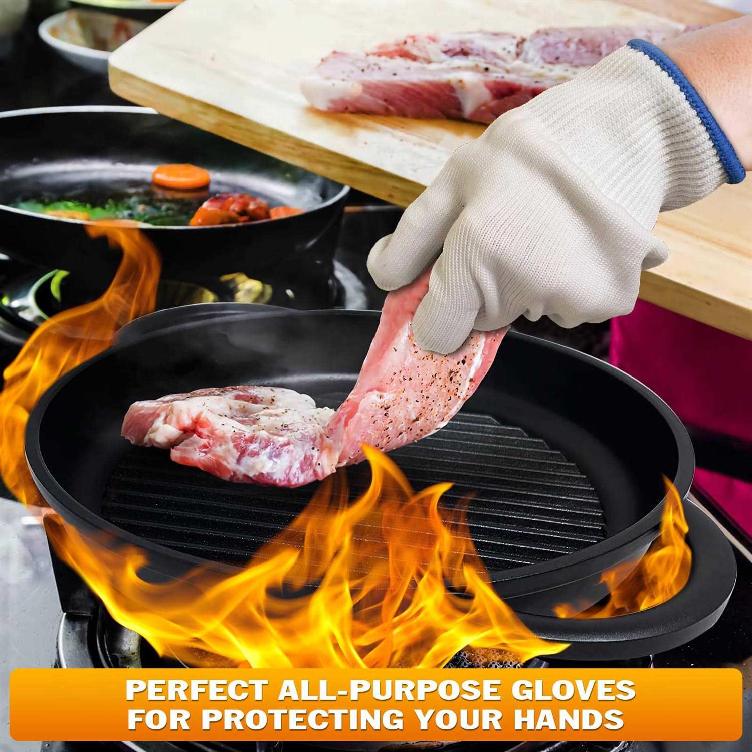 Heat Resistant Cooking Gloves Kitchen Gloves 480 Degree Heat Resistant Oven Gloves for Handling Hot Food Cooking Baking Oven Gloves