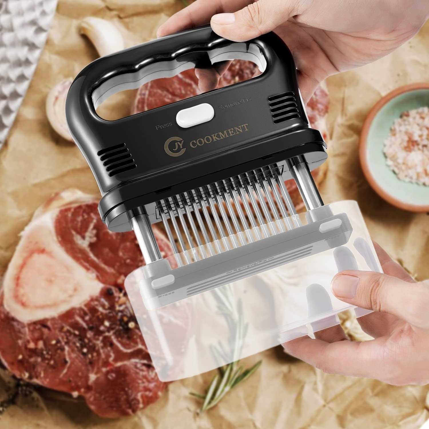 Jy Cookment Meat Tenderizer with 48 Stainless Steel Ultra Sharp Needle Blades
