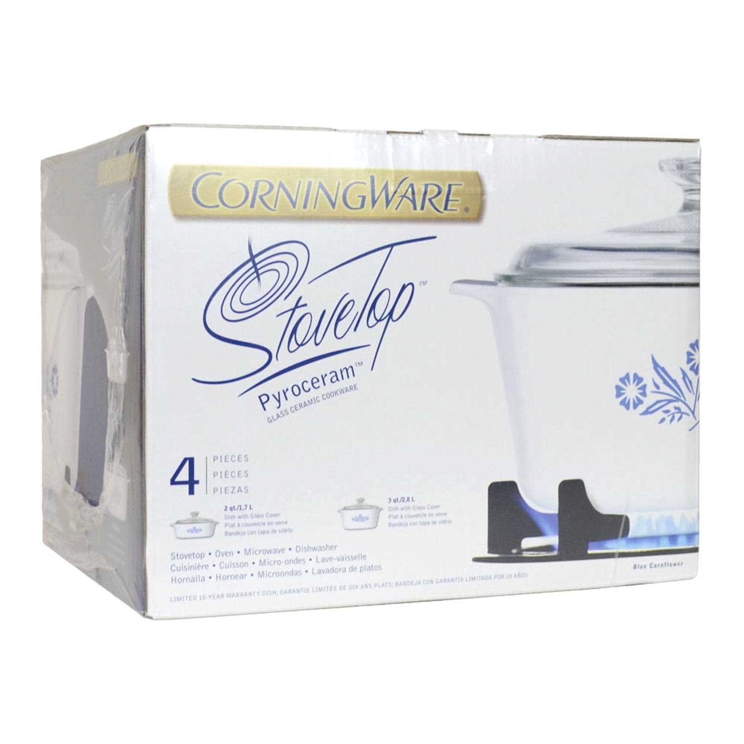 Corningware Pyroceram Blue Corower 4 pc Glass Ceramic Cookware Set