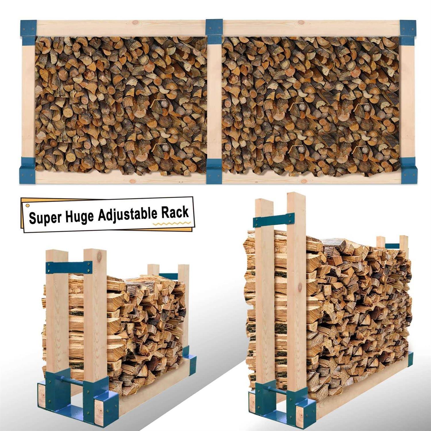 Mofeez Outdoor Firewood Log Storage Rack 2×4 Bracket Kit Fireplace Wood Storage Holder