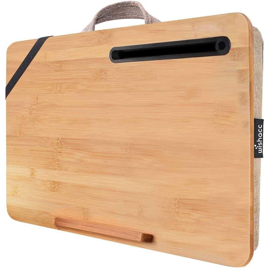 Oversized Lap Desk,wishacc Portable Bamboo Lap Desk Tray for Home Office