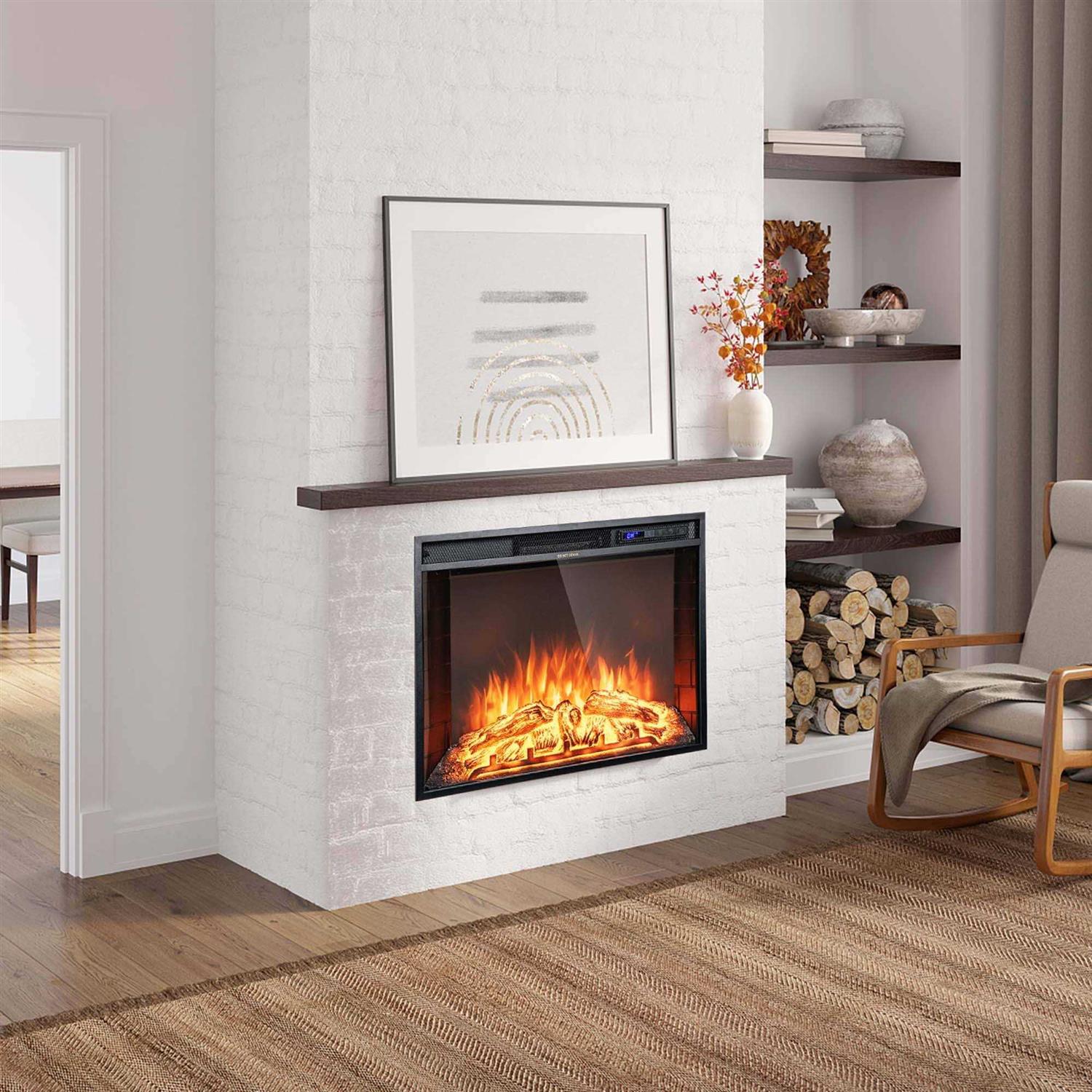 Costway 26 Inch Recessed Electric Fireplace heater W/ Remote Control