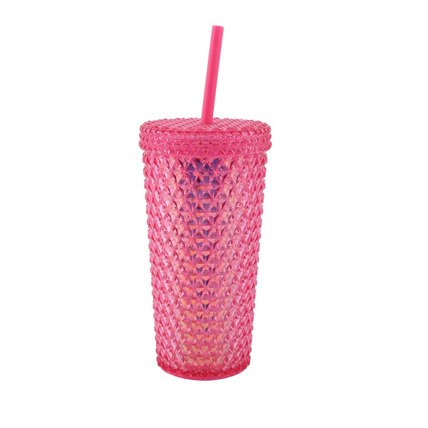 Your Zone Acrylic Iridescent Textured Tumbler with Straw