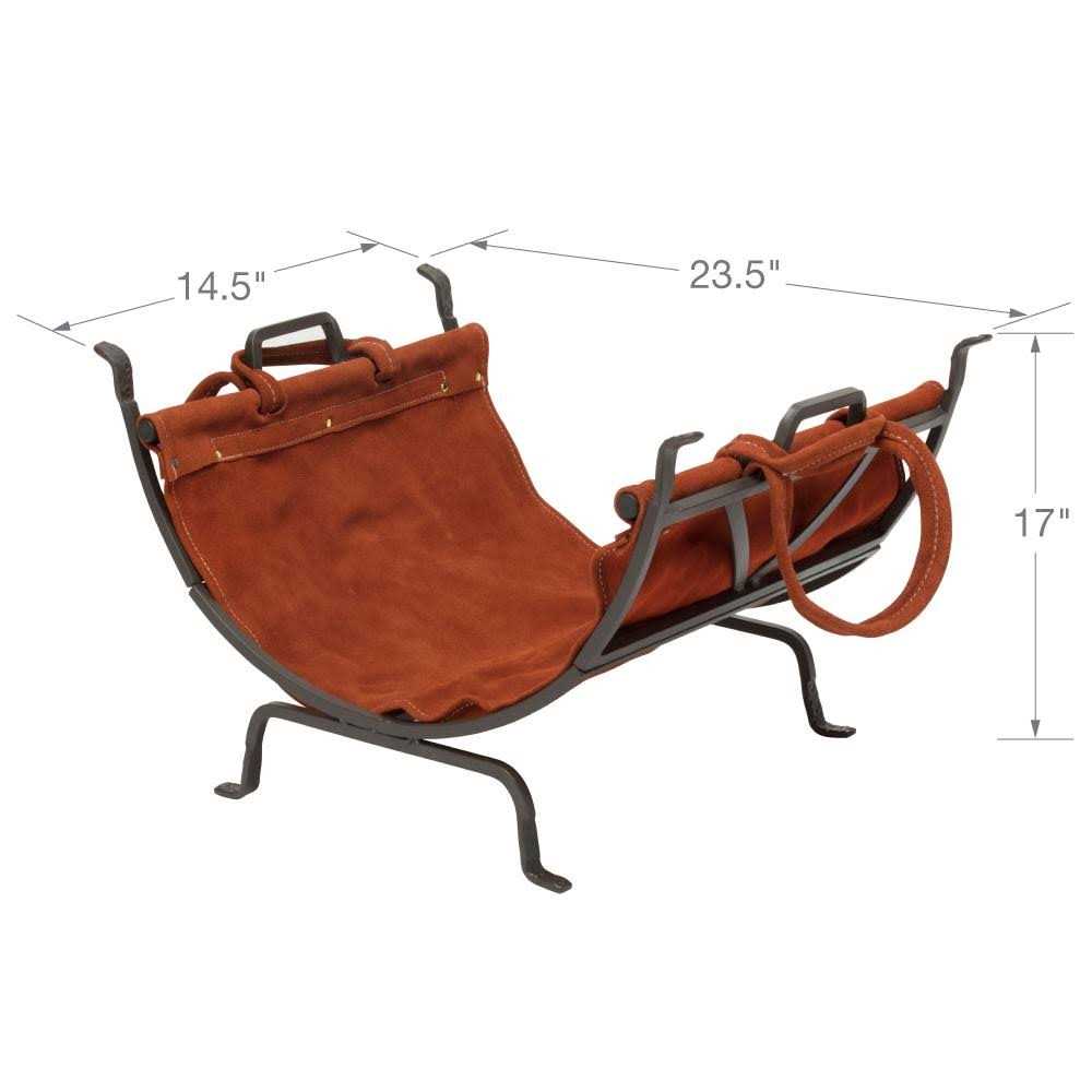 UniFlame Olde World Iron Log Holder with Suede Leather Carrier W-1189