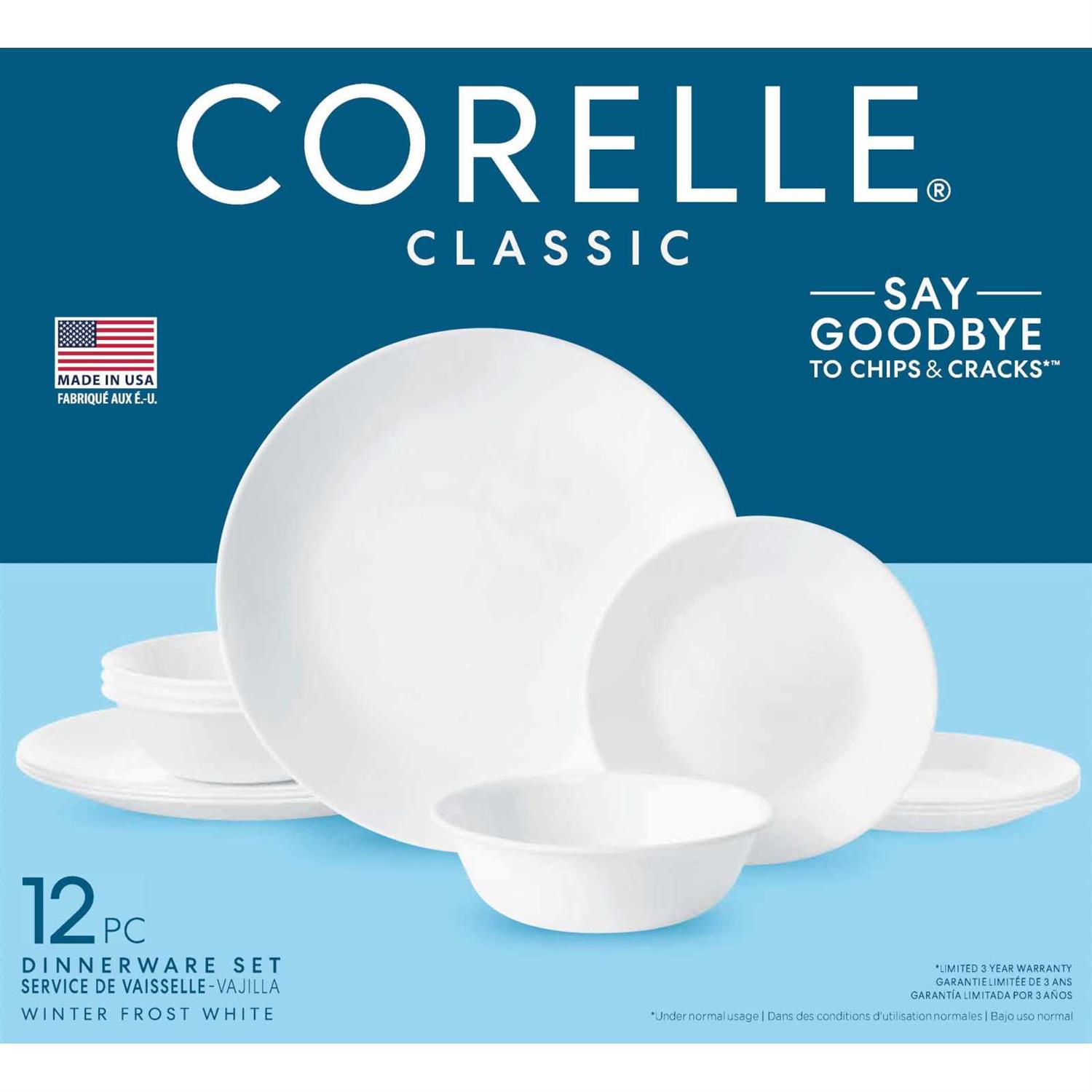 Corelle Winter Frost White Round 12-Piece Dinnerware Set