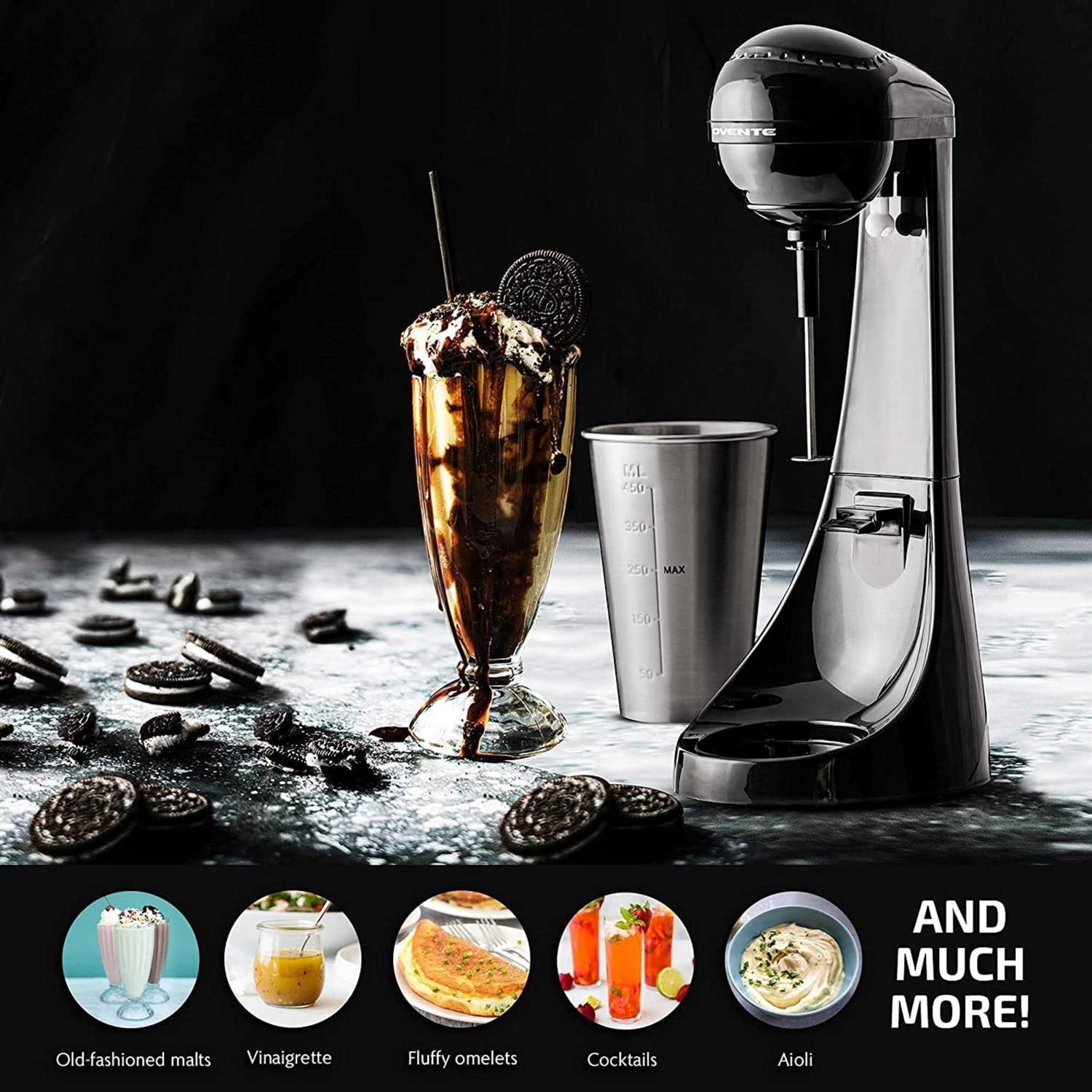 Ovente Classic Milkshake Maker Machine 2 Speed with Stainless Steel Mixing Cup MS2070B