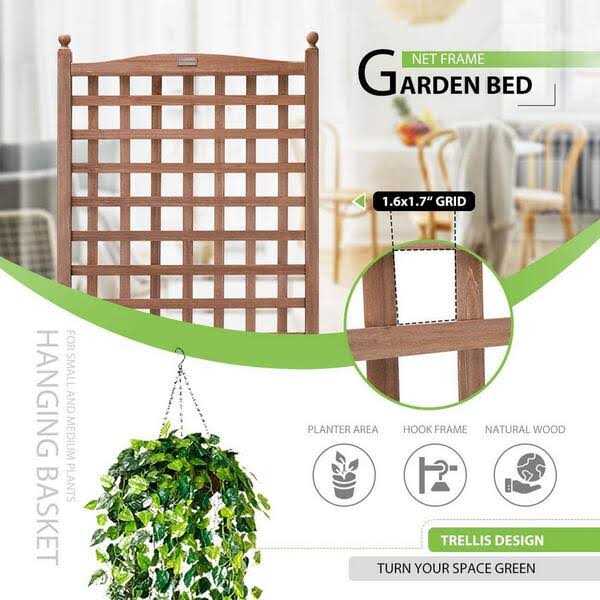 VIVOHOME Wood Planter Raised Bed with Trellis VIVOHOME