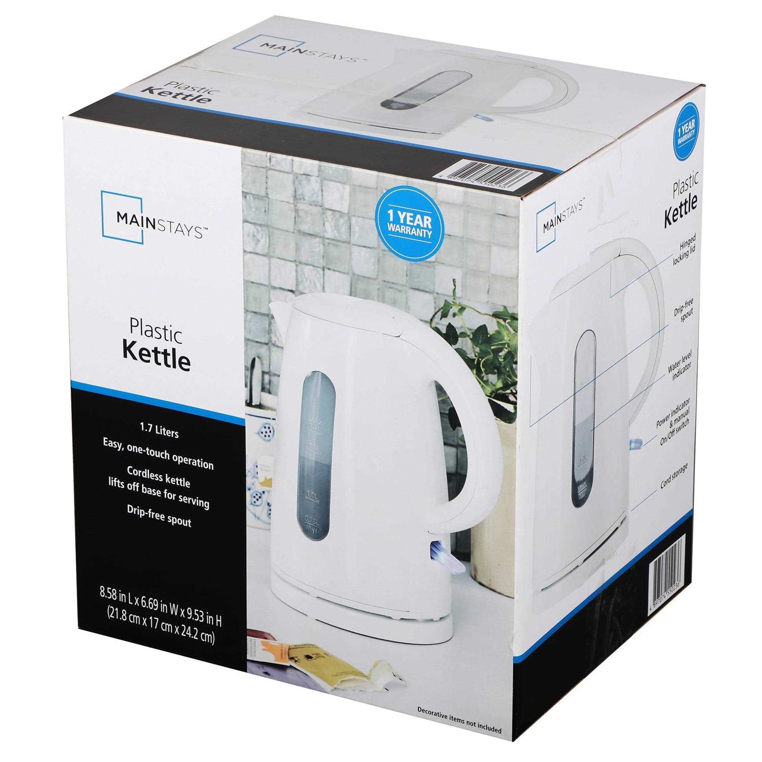 Mainstays 1.7 Liter Plastic Electric Kettle 1.7l