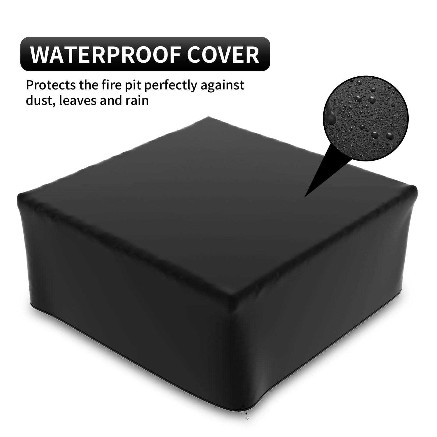 Devoko Outdoor 32 inch Square Metal Fire Pit with Cover and Poker