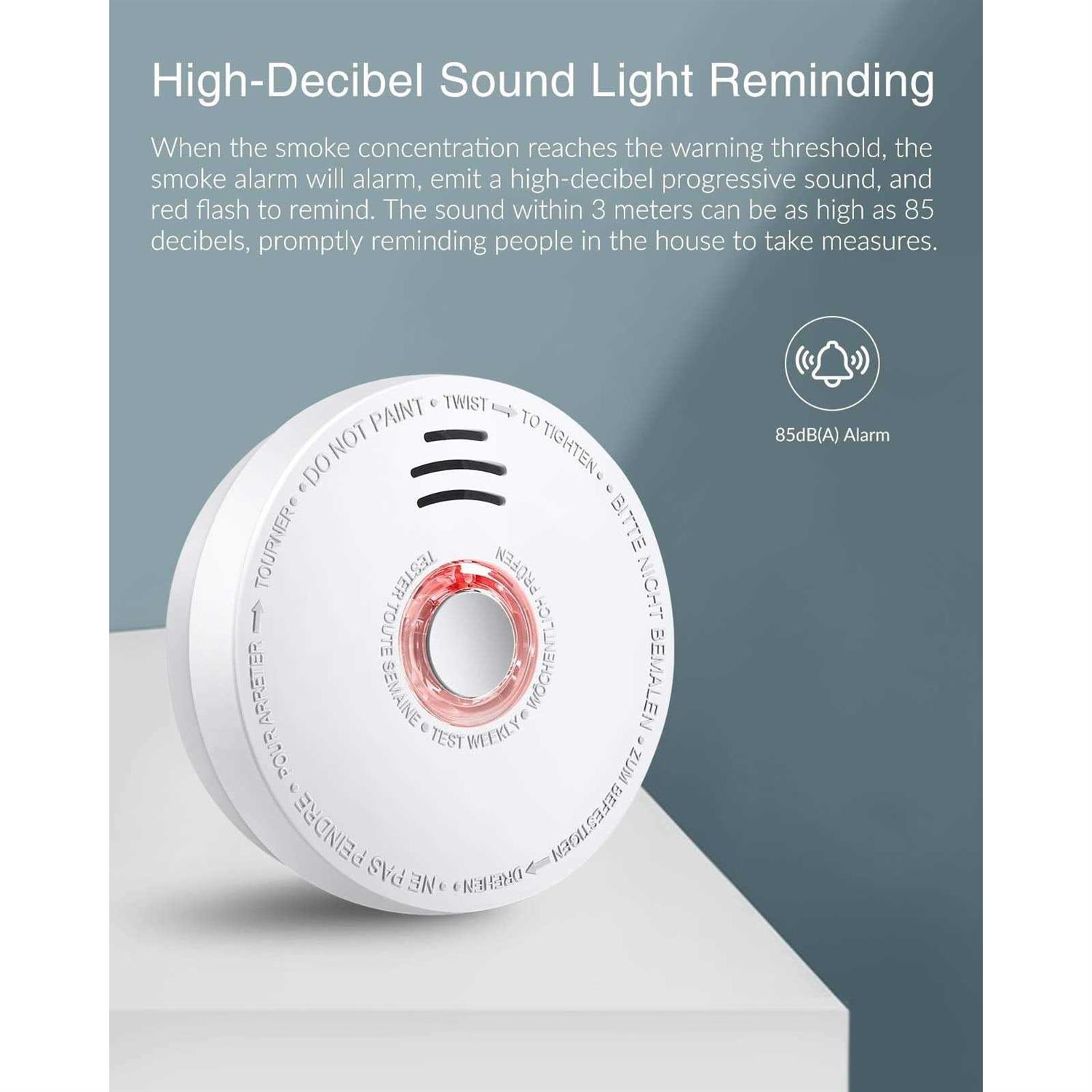 SITERWELL Smoke Detector Fire Alarm with Magnetic Fastening Kit and Built-in Battery