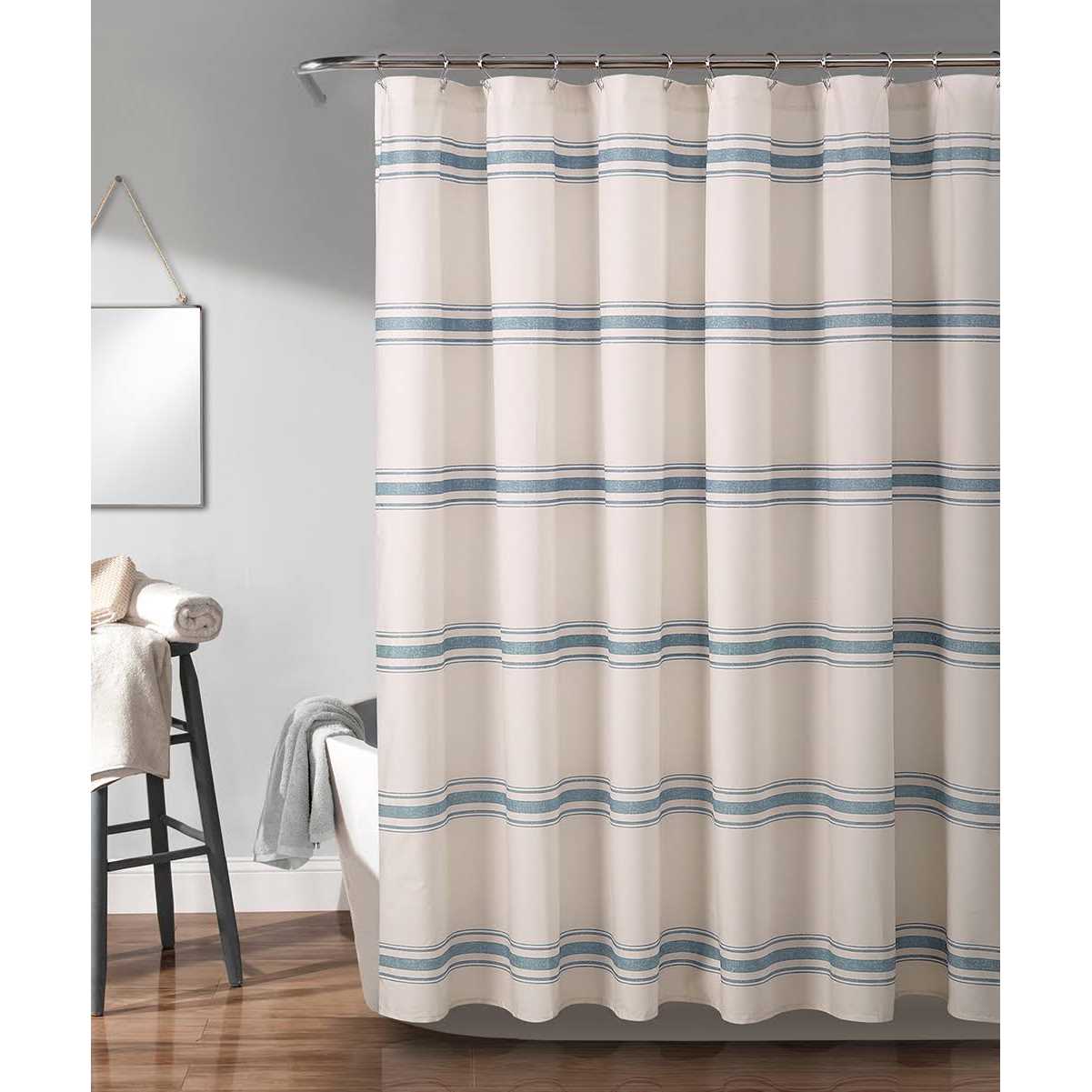 Lush Decor Farmhouse Stripe Shower Curtain