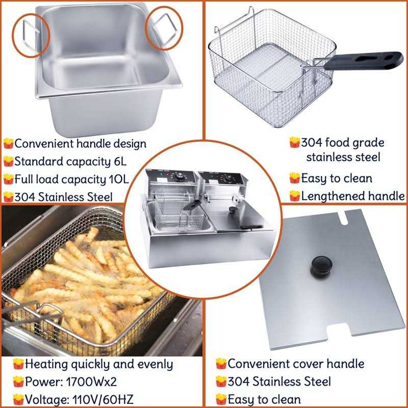 Commercial Deep Fryer with Basket, 3400W 12.7QT/12L Electric Deep Fryers for Restaurant or Home Use