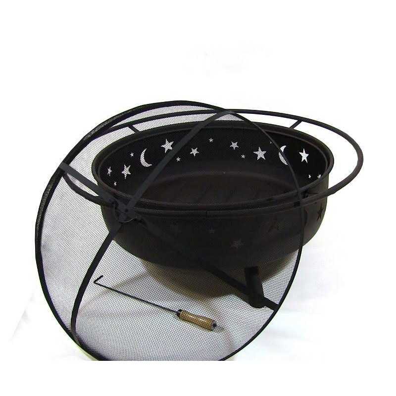 Sunnydaze Decor Cosmic 42 in. x 23 in. Large Round Steel Wood Burning Fire Pit with Spark Screen