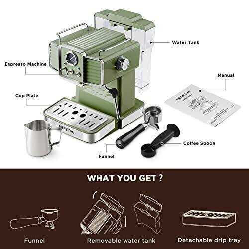 neretva 15 bar espresso coffee machine with milk frother steam wand