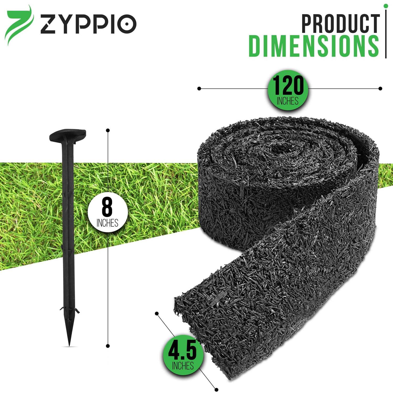 Zyppio Black Rubber Mulch Border for Landscaping Roll, Natural-Looking Permanent Garden Barrier for Plants, Vegetables, and Flowers