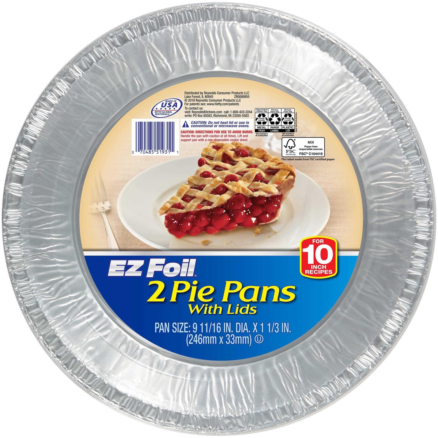 Ez Foil Disposable Pie Tins with Lids