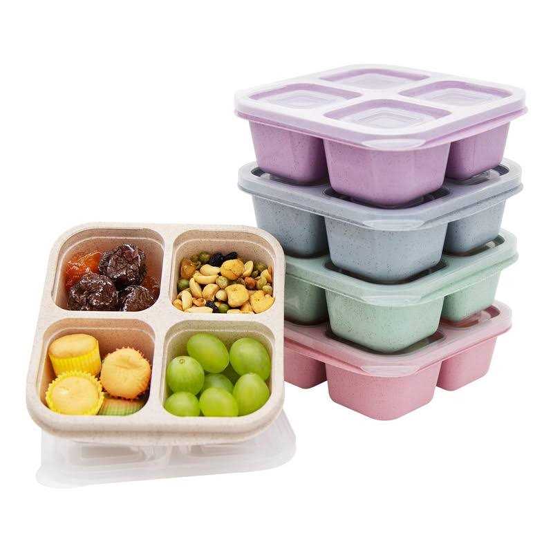 rngwaper Bento Lunch Box,4 Compartment Snack Containers,Divided Bento Snack Box,Meal Prep