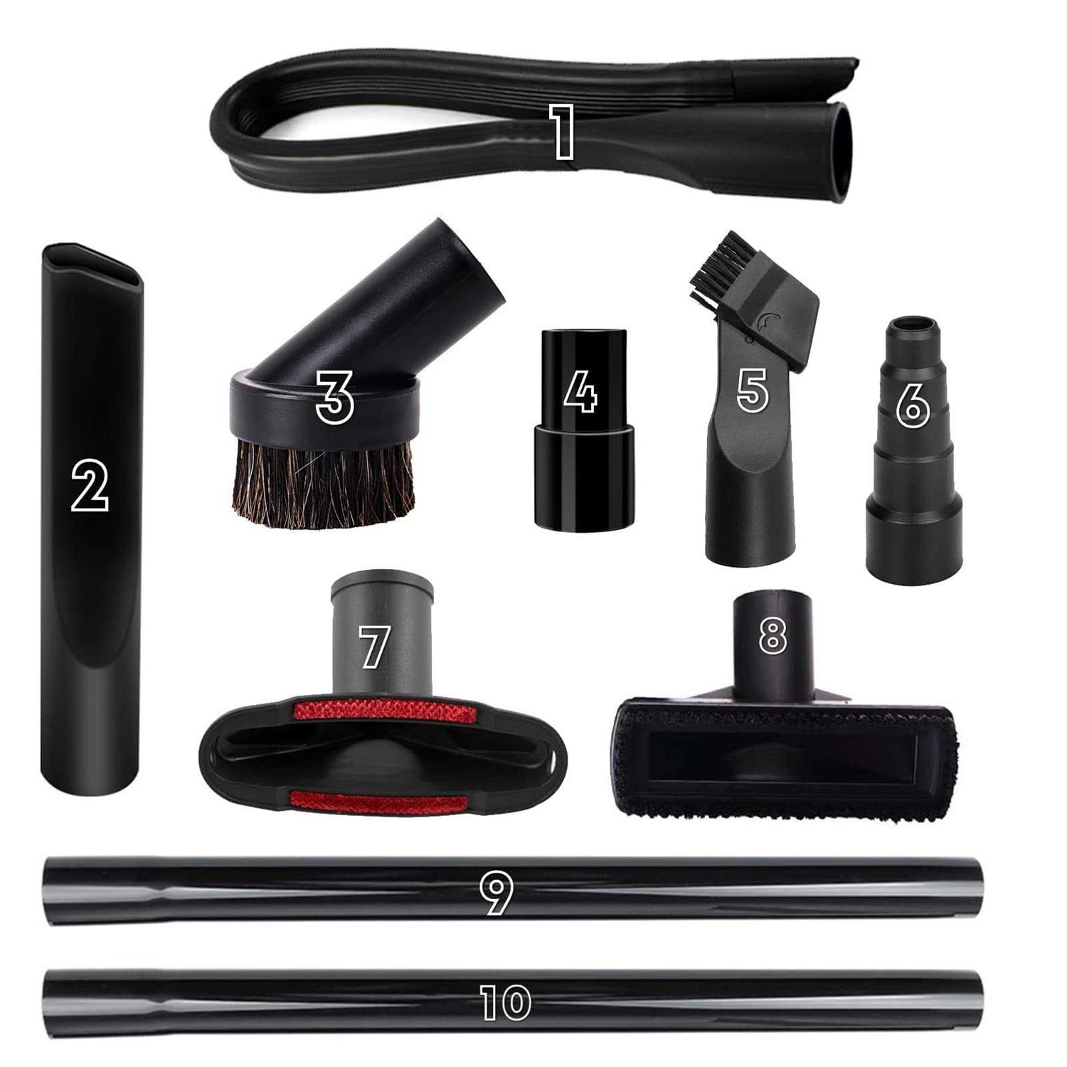 1 1/4 Vacuum Attachments & Brushes for Shop Vac Accessories Household Cleaning Kit Brush Nozzle Crevice Tool with Adapter for 1 to 2 Hose Set of