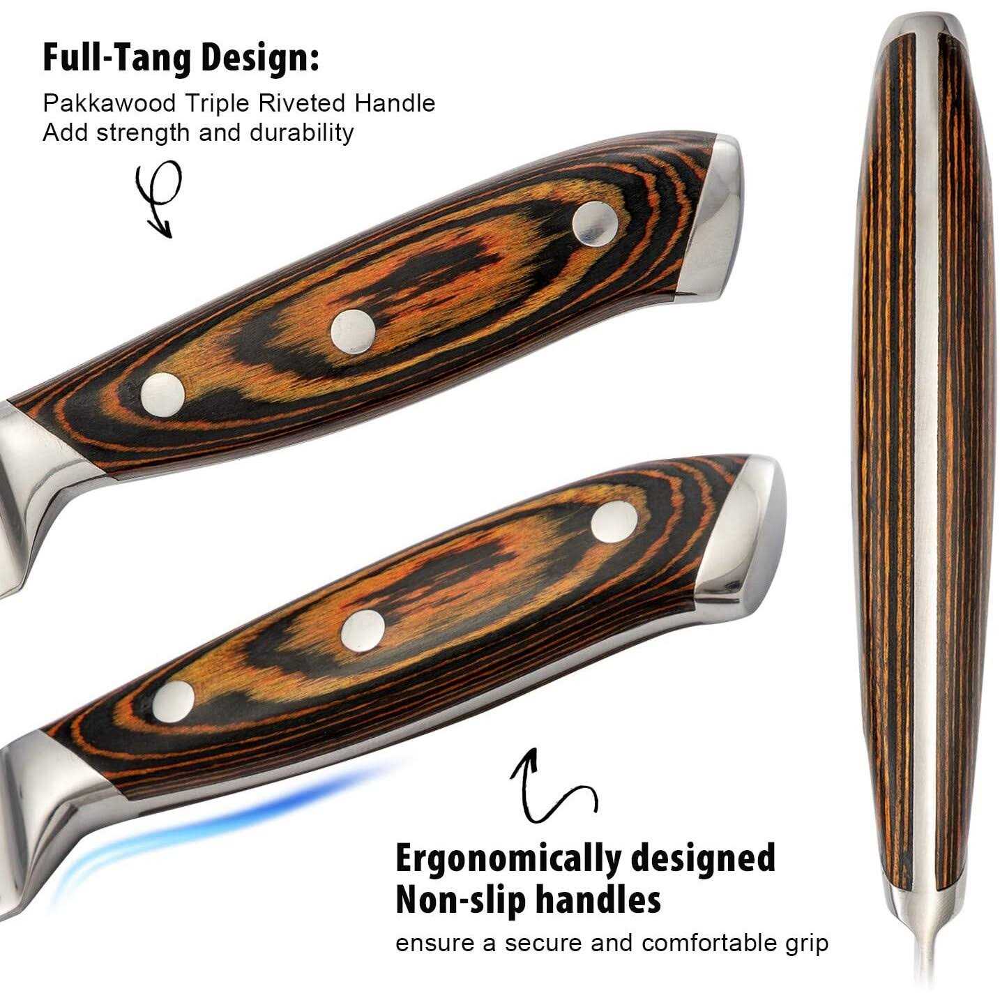 Knife Sets, 15-Piece Japanese Knife Set Kitchen Knife Set with Block Wooden, Hobo Chef Knife Set with Sharpener, Japan High Carbon Stainless Steel KN