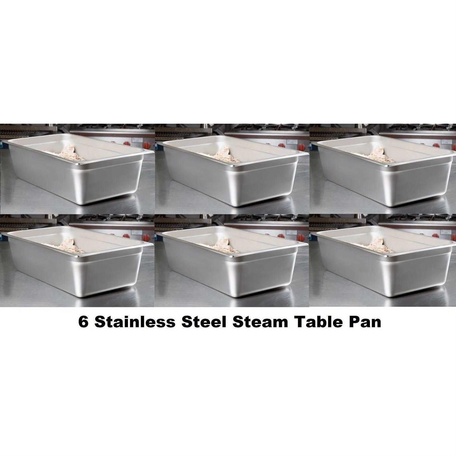 Full Size 6 Deep New Stainless Steel Hotel Steam Table Pans