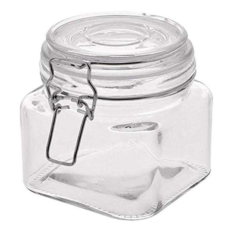 Square Glass Jars with Clasp Lids